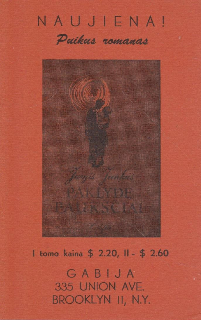 J. Jankus - Paklydę paukščiai, 2 dalys, 1952, Brooklyn + orginali skrajutė