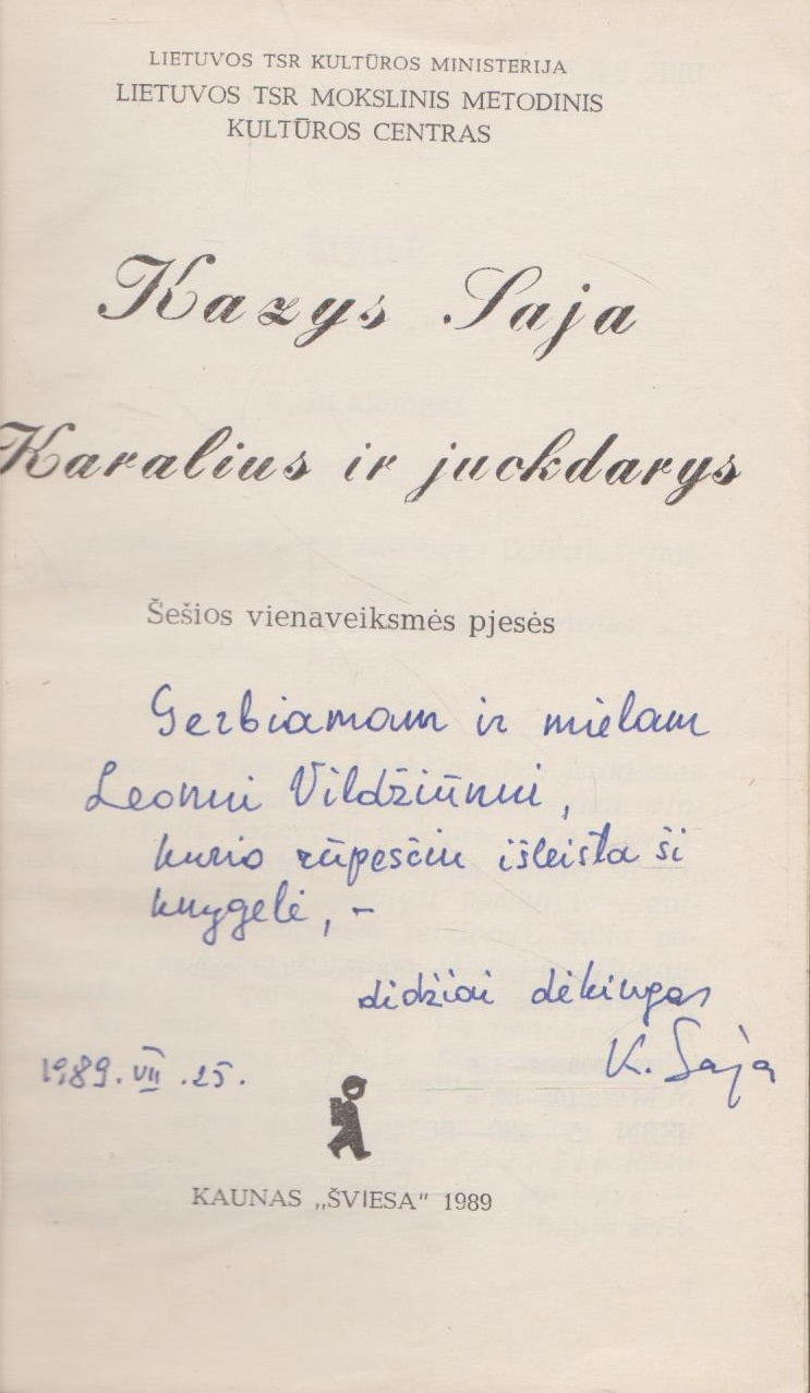 Kazys Saja - Karalius ir juokdarys (aut. dedikacija)