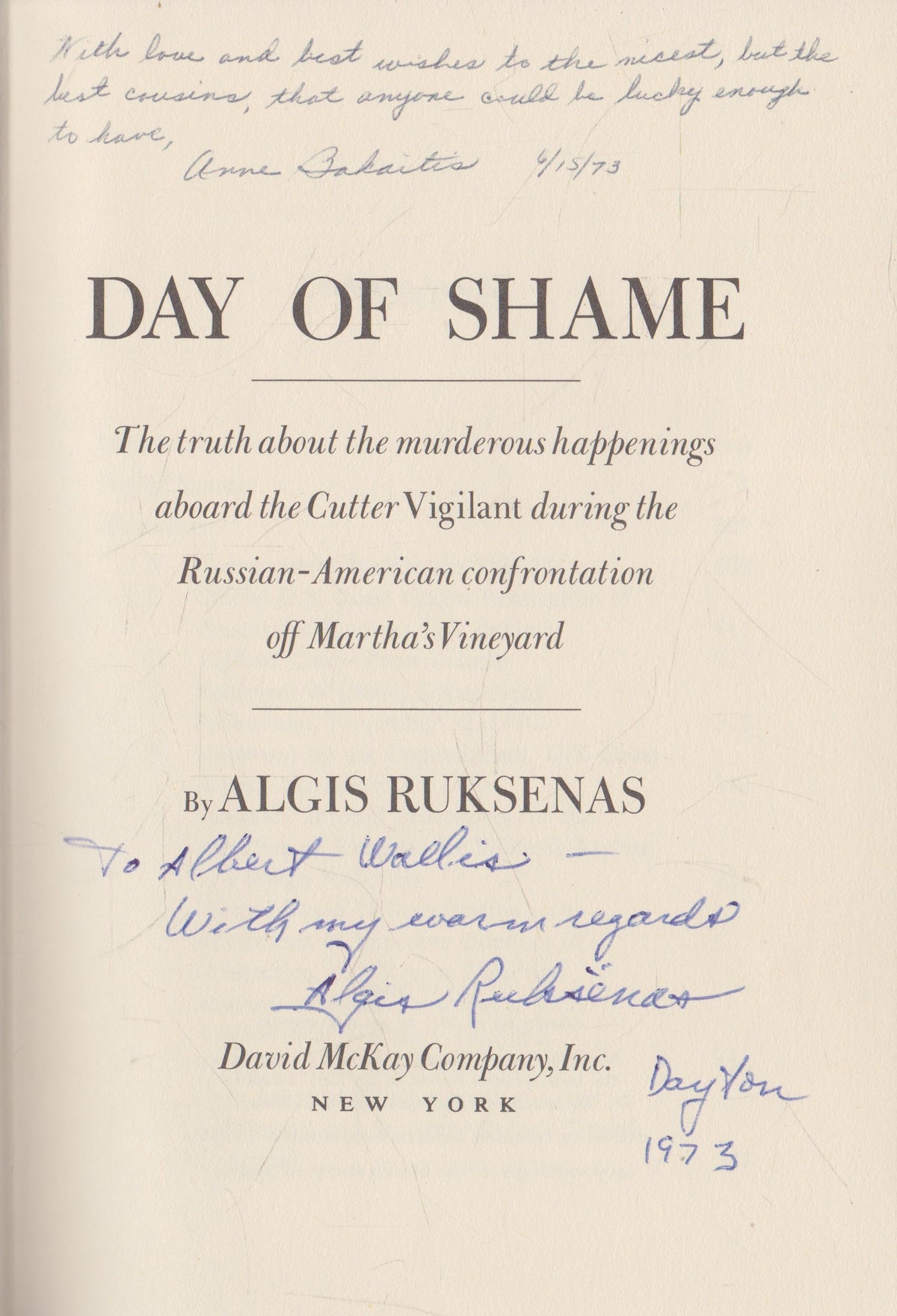 Algis Ruksenas - Day of Shame (with a dedication from the author!)