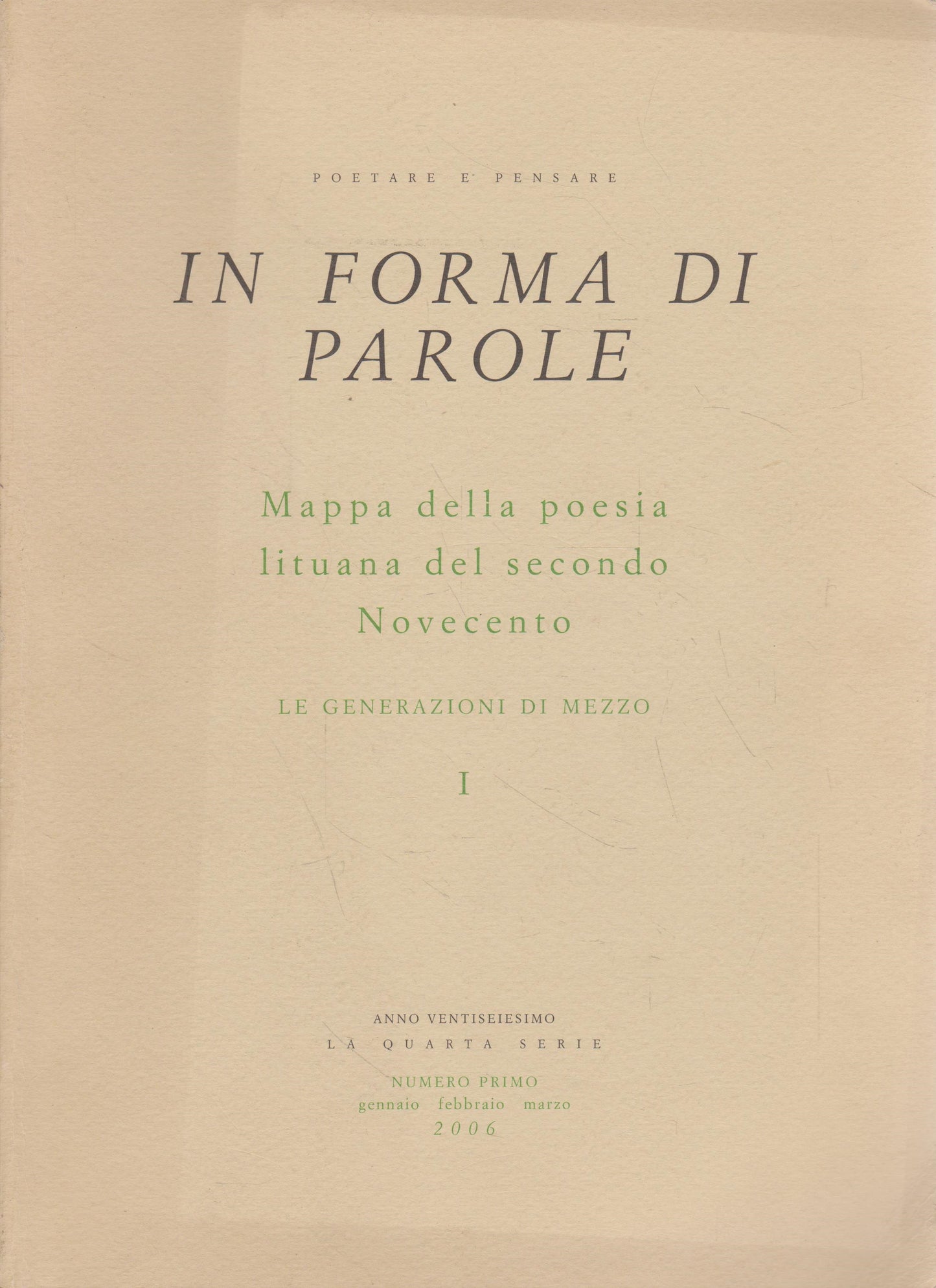 Mappa della poesia lituana del secondo Novecento: le generazioni di mezzo. D. 1 (dedikuota M. Martinaičiui, iš jo asmeninės bibliotekos!)
