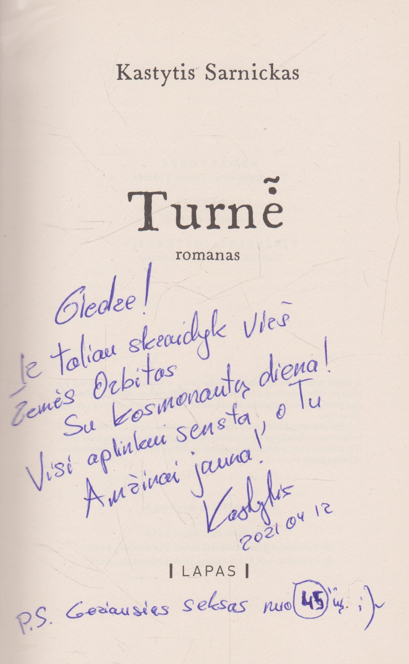 Kastytis Sarnickas - Turnė (su aut. dedikacija)