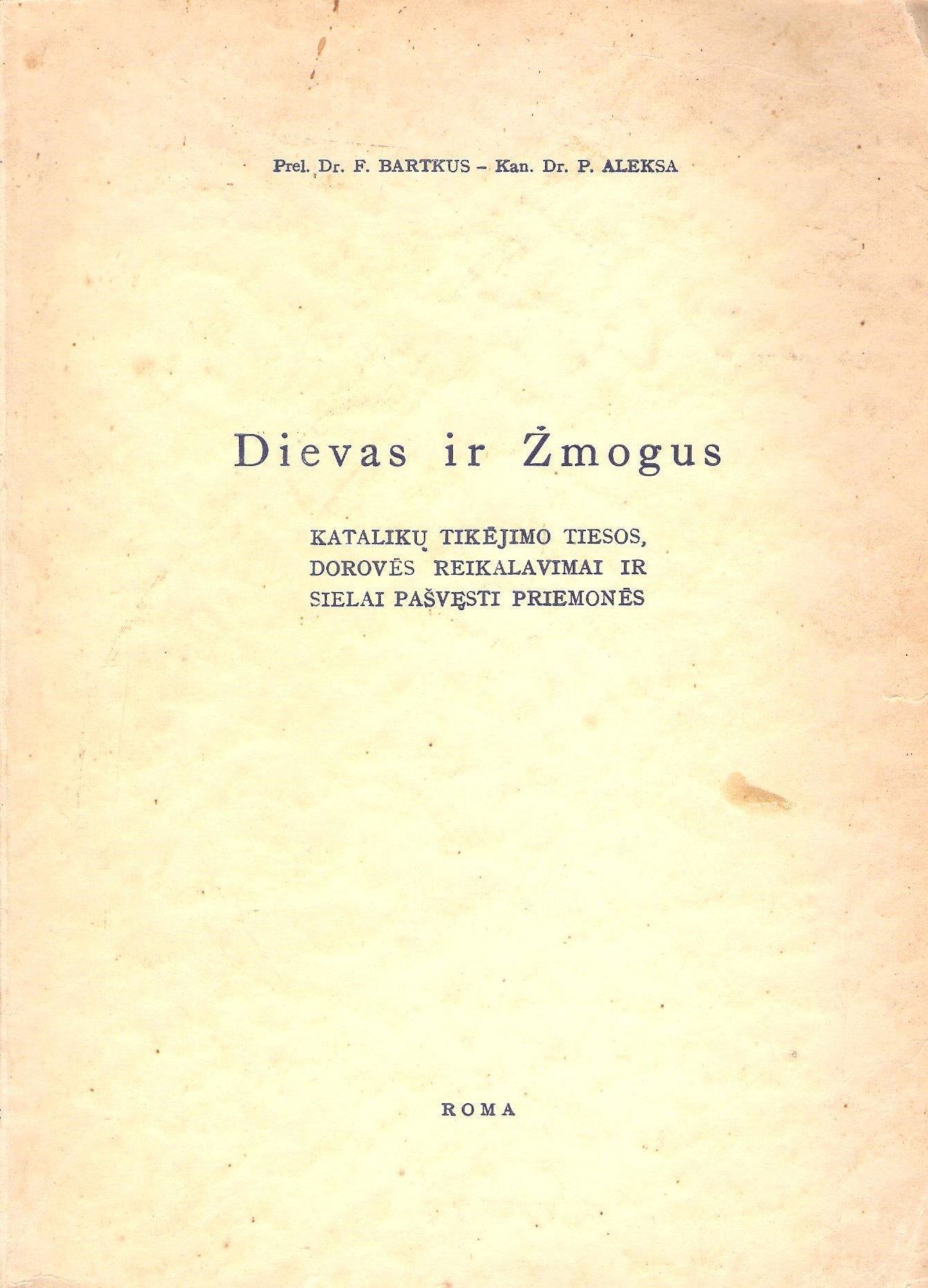 Dievas ir žmogus, 1953, Roma (žr. būklę)