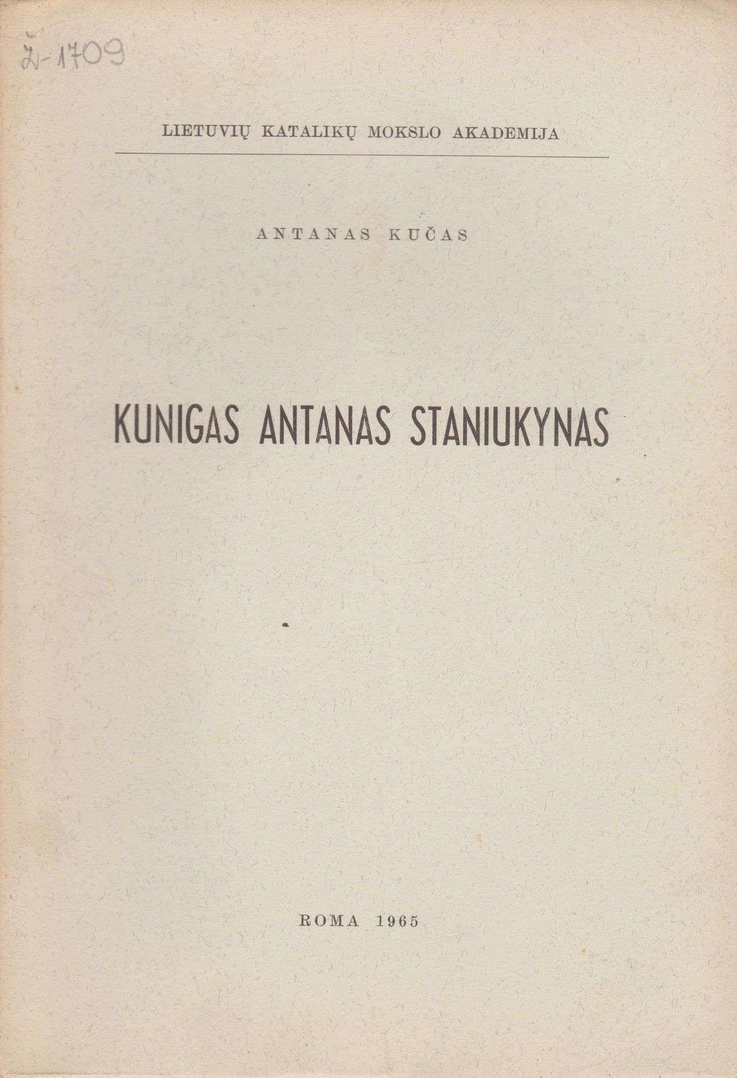 Antanas Kučas - Kunigas Antanas Staniukynas, 1965, Roma