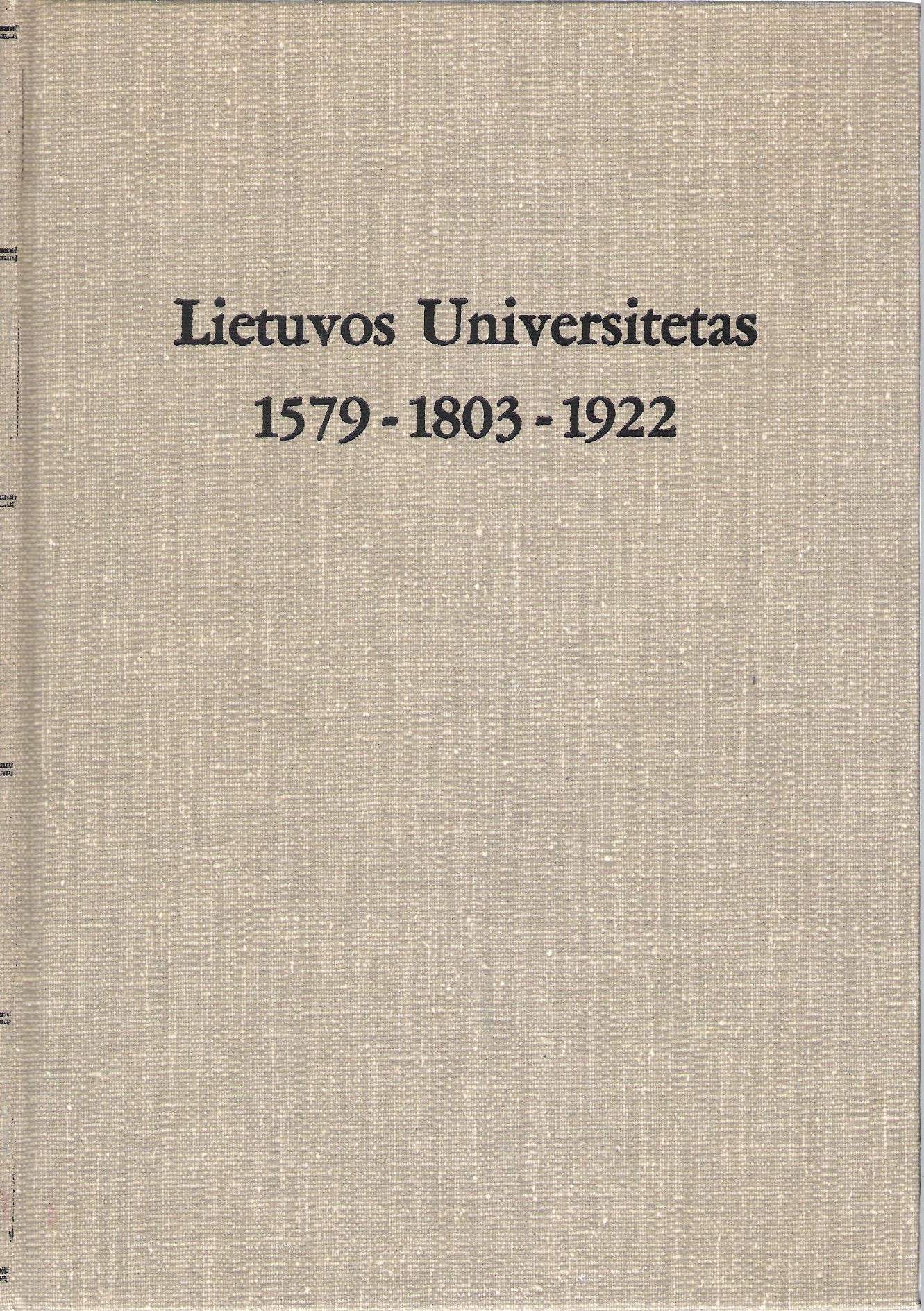 Lietuvos universitetas 1579-1803-1922