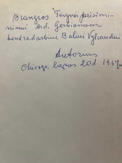 Dr. Juozas Dauparas - Žemės ūkio švietimas: studija, 1966 m., Chicago (su aut. autografu)