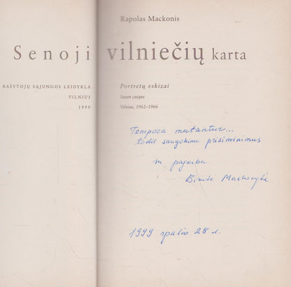 R. Mackonis - Senoji vilniečių karta (su sudarytojos dedikacija)