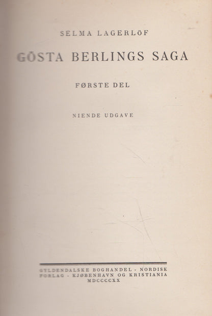 S. Lagerlöf - Gösta Berlings saga