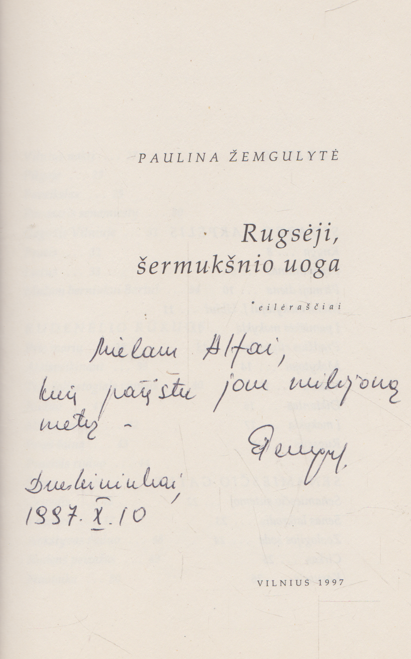 Paulina Žemgulytė - Rugsėji, šermukšnio uoga (su aut. autografu ir dedikacija)