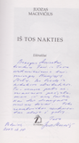Juozas Macevičius - Iš tos nakties (su aut. autografu ir dedikacija)