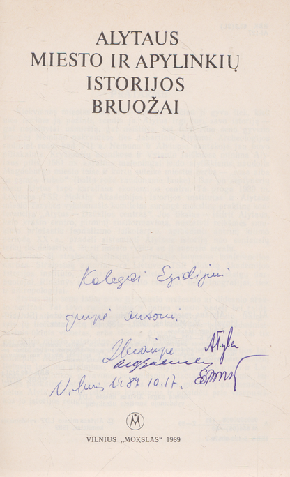 Alytaus miesto ir apylinkių istorijos bruožai (su aut. dedikacija)