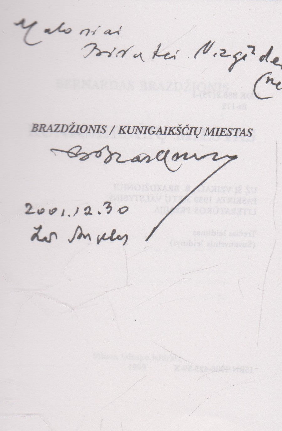 Bernardas Brazdžionis - Kunigaikščių miestas (su aut. autografu)