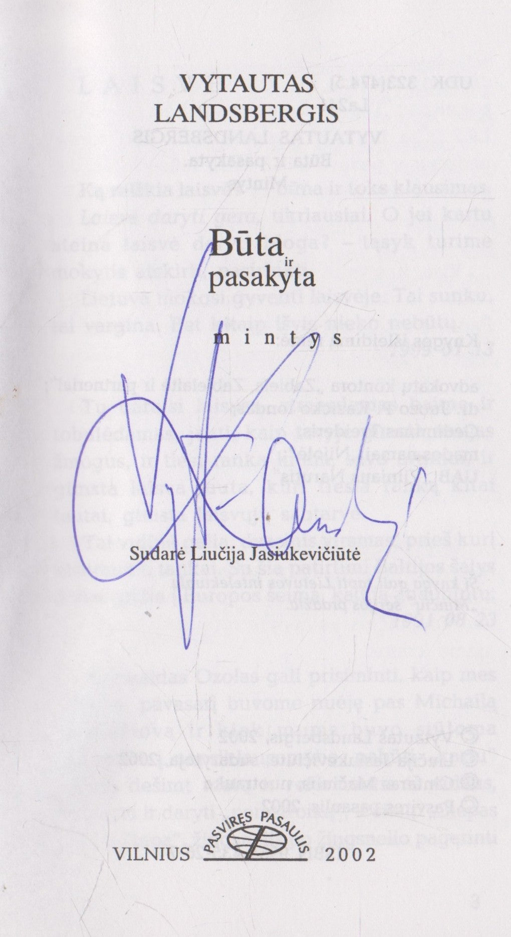 V. Landsbergis - Būta ir pasakyta (su aut. autografu)