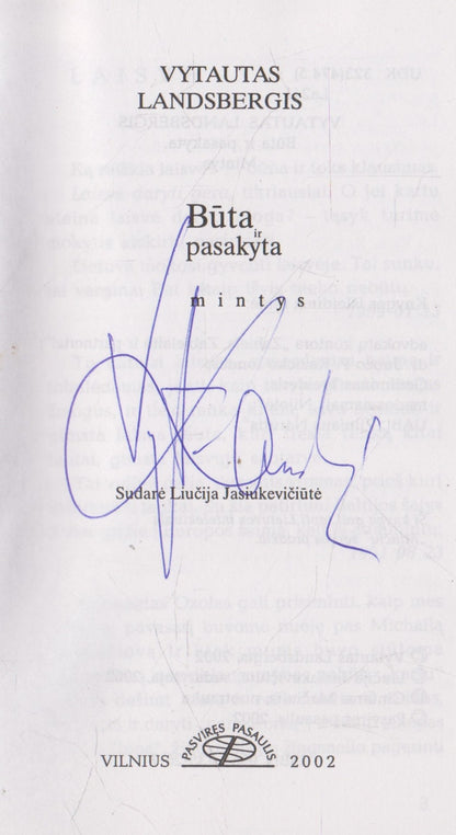 V. Landsbergis - Būta ir pasakyta (su aut. autografu)