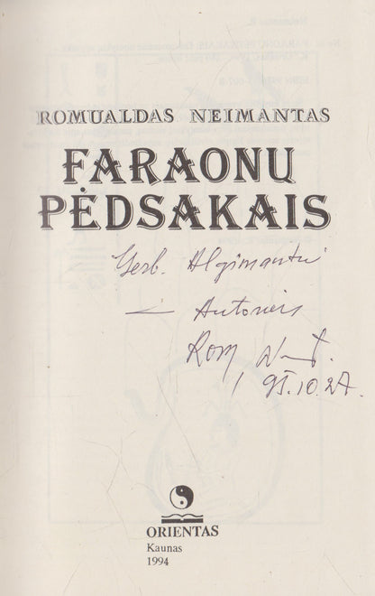 R. Neimantas - Faraonų pėdsakais (su aut. dedikacija)