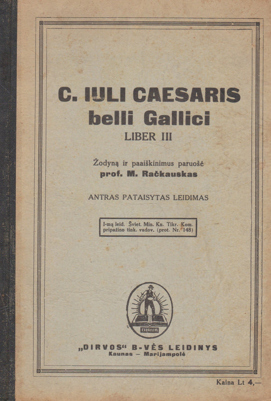 C. Iuli Caesaris belli Gallici: Liber III (žr. būklę)