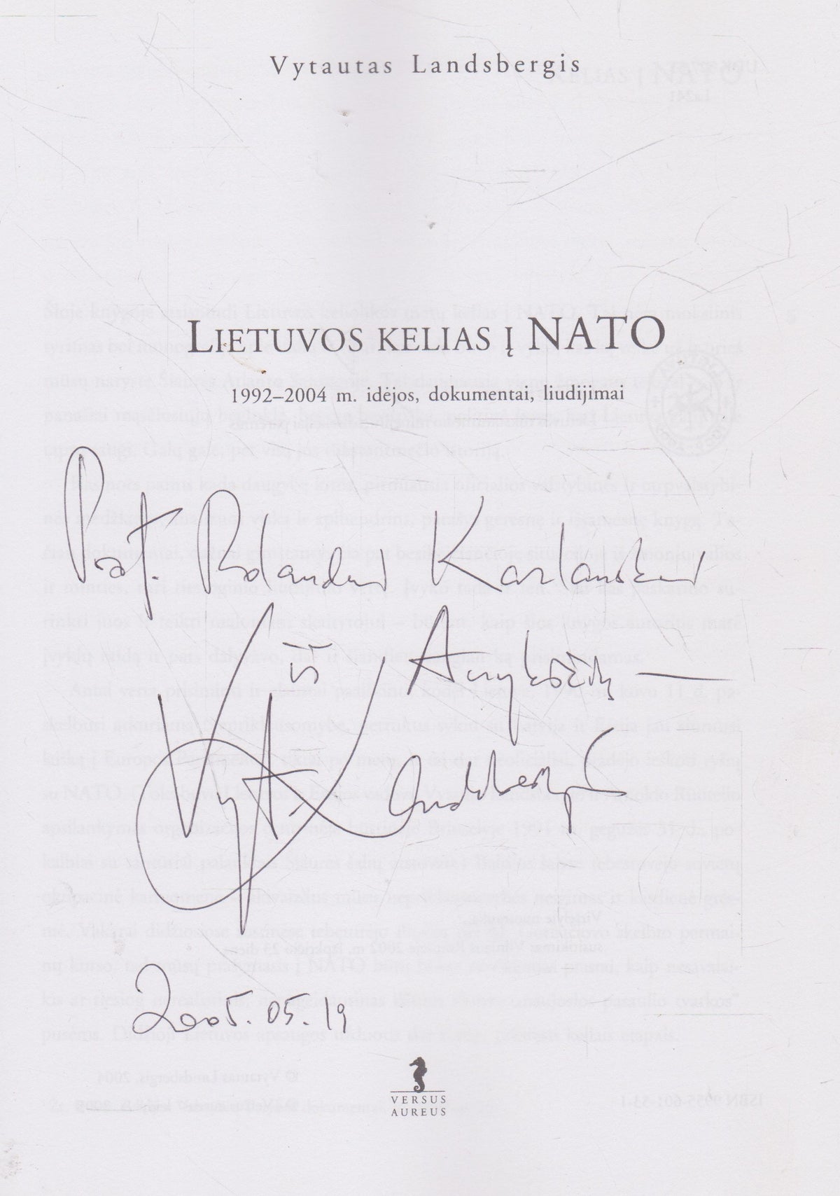 V. Landsbergis - Lietuvos kelias į NATO (su aut. dedikacija)