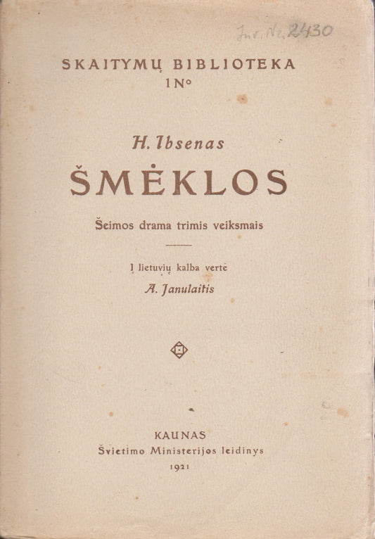 H. Ibsenas - Šmėklos (žr. būklę)