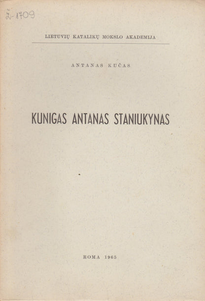 A. Kučas - Kunigas Antanas Staniukynas, 1965, Roma (žr. būklę)