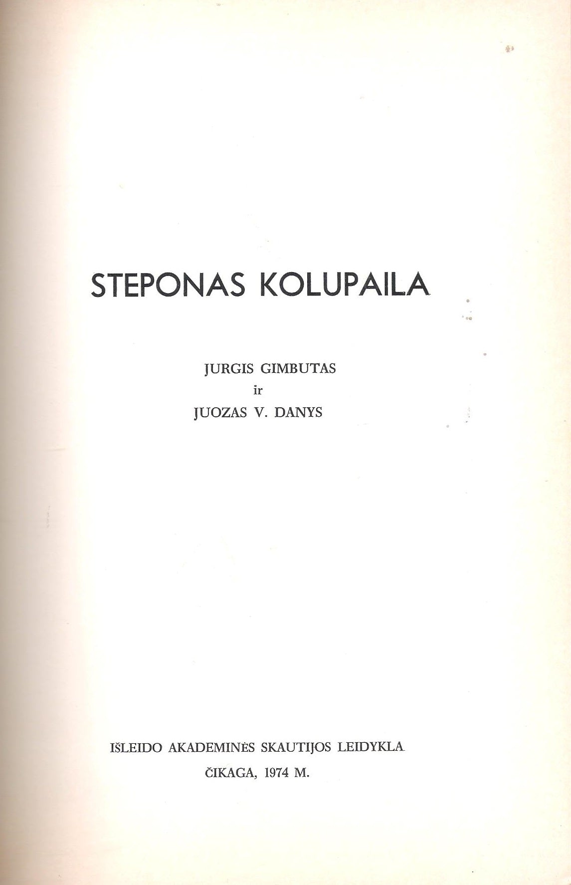 Steponas Kolupaila, 1974, Chicago